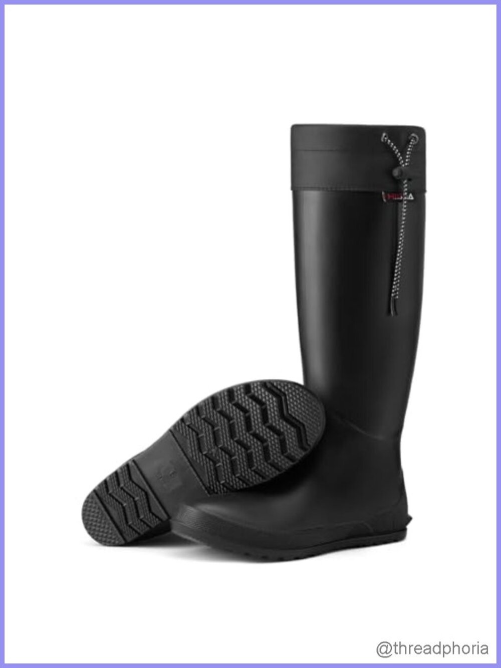 HISEA Waterproof PVC Knee High Rain Boots Adjustable Drawstring Lightweight